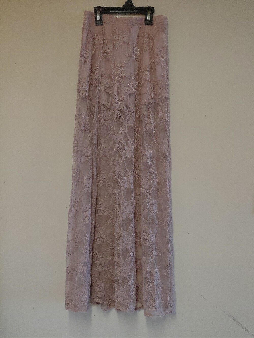 Vintage Y2K Retro Fairycore Womens Pink Lace Maxi Skirt Size S